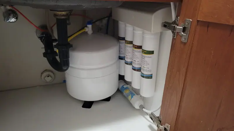 Under-sink reverse osmosis filters and storage tank, Escalon area